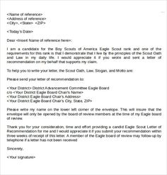 sample eagle scout recommendation letter 11 best Eagle scout letters of recommendation images on Pinterest ...
