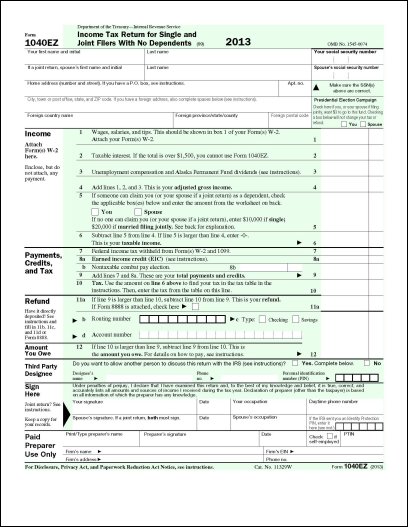 2015 1040 ez Free 1040EZ (2013) from Formville
