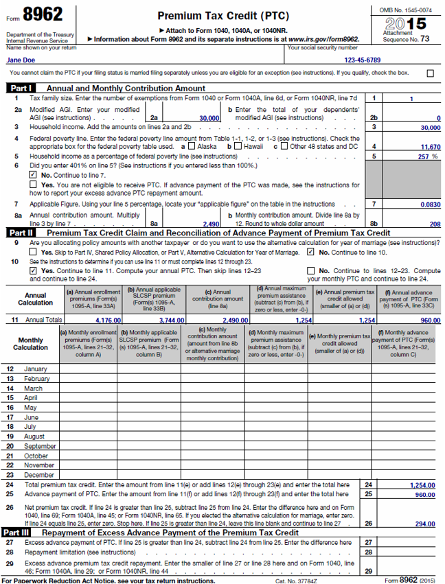 8962 instructions 2015 What Individuals Need to Know About the Affordable Care Act for 2016