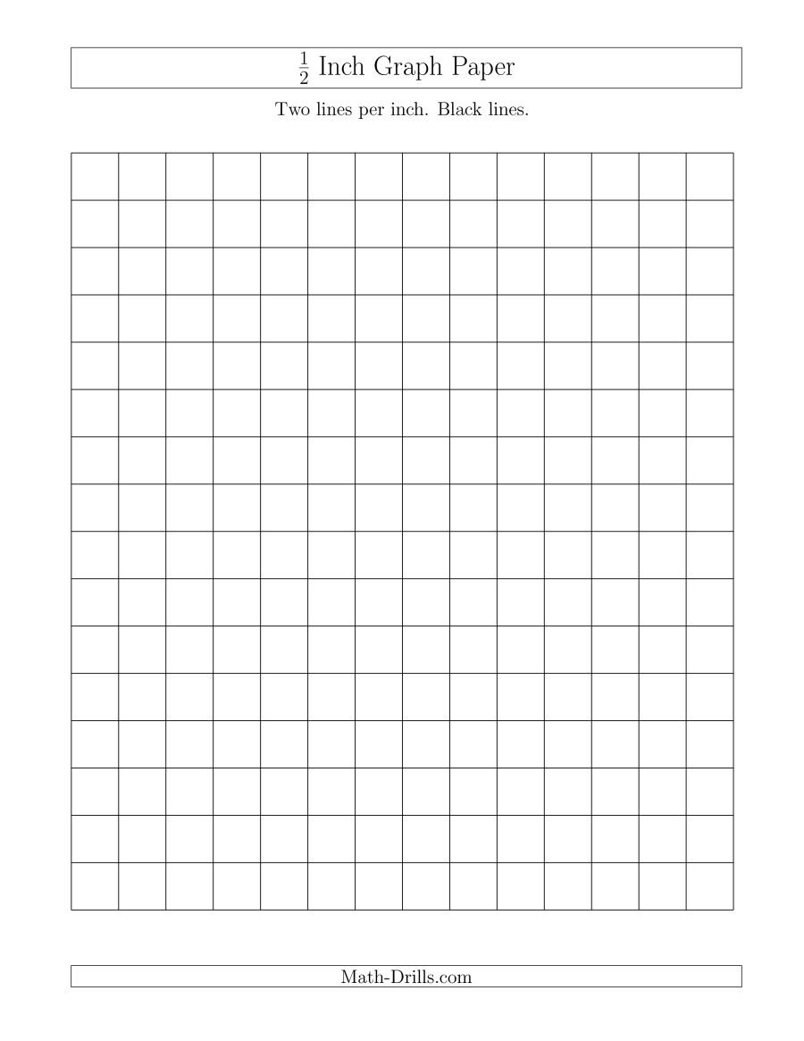 half inch graph paper 1/2 Inch Graph Paper with Black Lines (A)