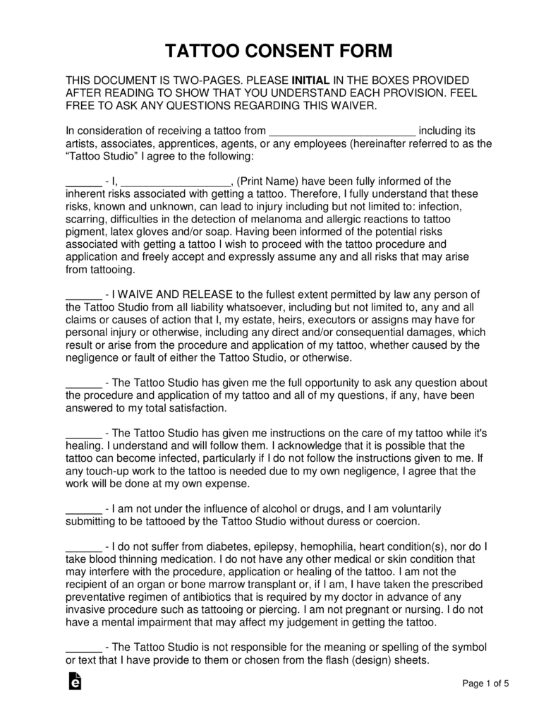 tattoo release form pdf Free Tattoo 