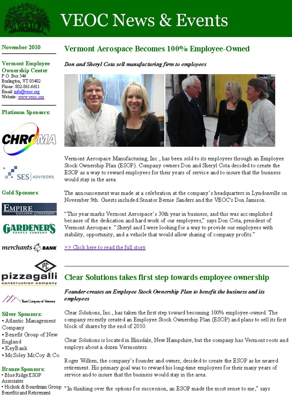 employee newsletter sample Newsletters | Vermont Employee Ownership Center