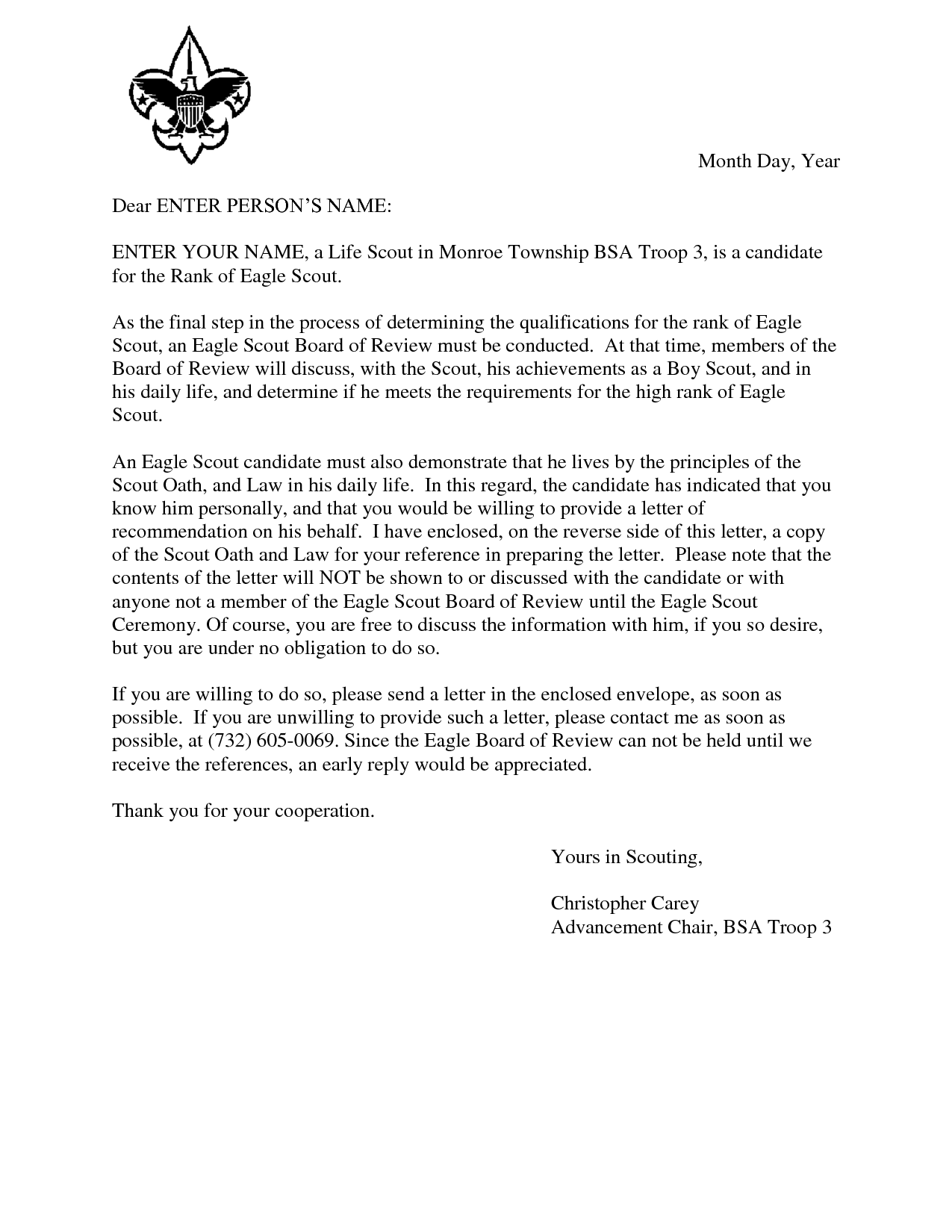 sample eagle scout recommendation letter Eagle Scout Reference Request Sample Letter DOC 7 by Hfr990Q ...