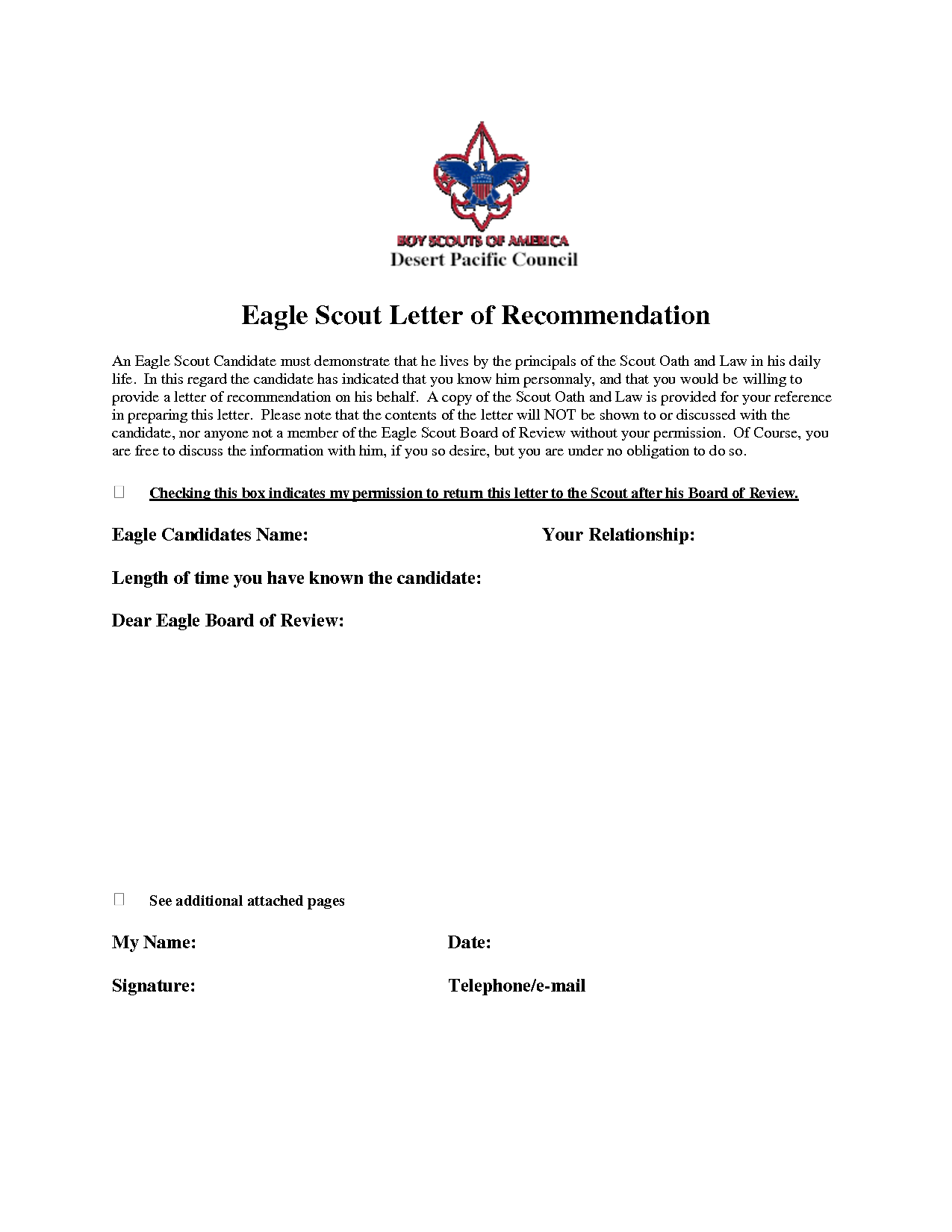 sample eagle scout recommendation letter eagle scout recommendation letter sample | eagle scout letters of ...
