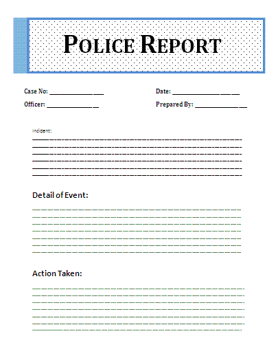 police report template Printable Sample Police Report Template Form | Laywers Template ...
