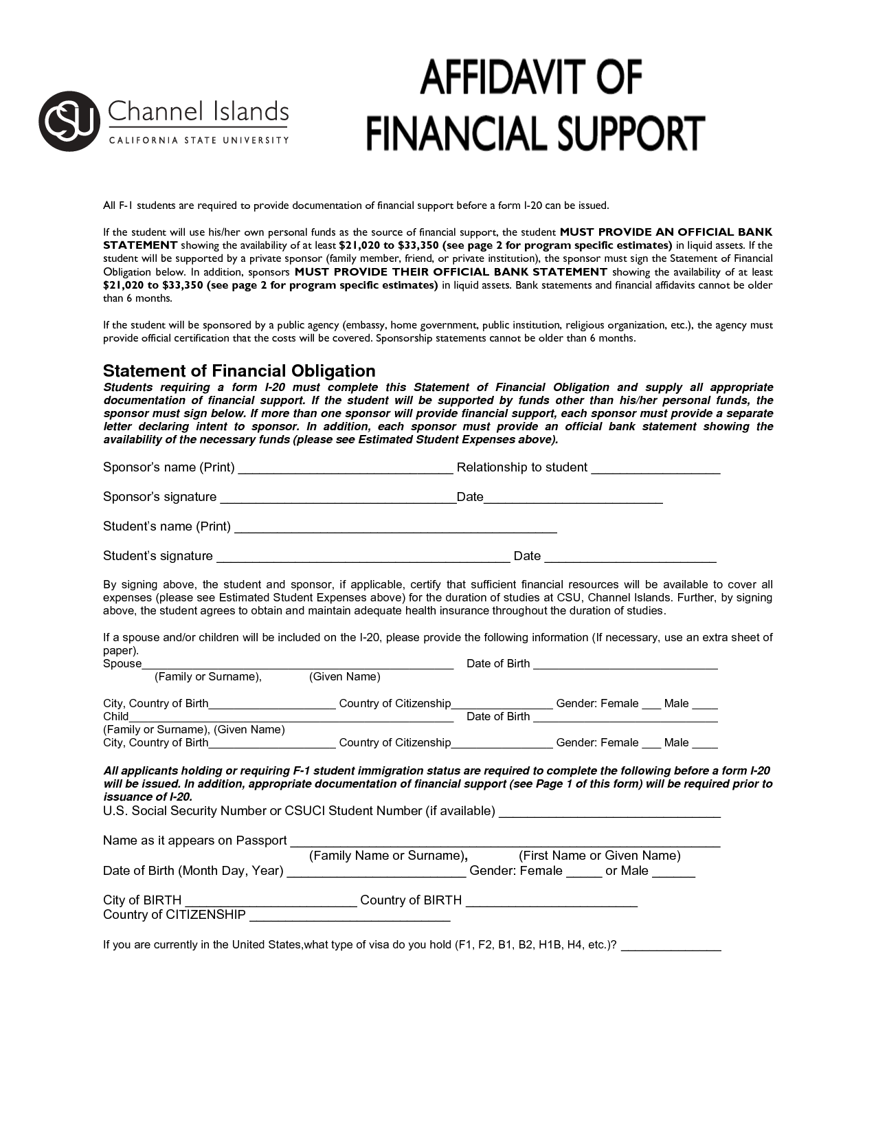 child support affidavit sample Search Results Affidavit of Financial Support Letter - affidavit ...