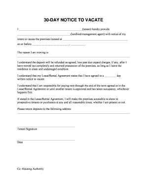 30 day notice to vacate florida Free Printable Eviction Notice Forms and Templates - Fillable ...