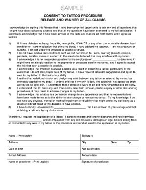 tattoo release form pdf Tattoo Indemnity Form Template - Fill Online, Printable, Fillable ...