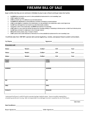 firearm bill of sale florida Firearm Bill Sale - Fill Online, Printable, Fillable, Blank ...