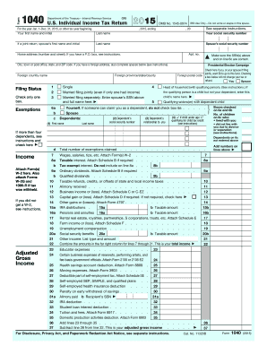 1040 2015 2015 Form IRS 1040 Fill Online, Printable, Fillable, Blank - PDFfiller