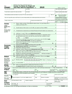 2015 1040 ez 2015 Form IRS 1040-EZ Fill Online, Printable, Fillable, Blank ...