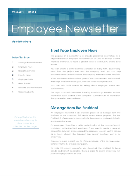 employee newsletter sample Employee newsletter - Office Templates