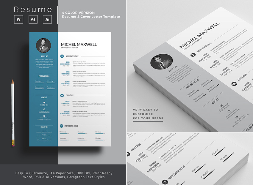 word template design
 20  Professional MS Word Resume Templates With Simple Designs