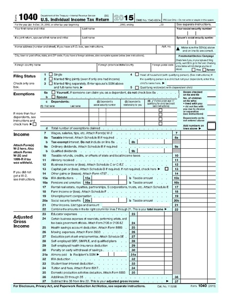1040 2015 File:Form 1040, 2015.pdf - Wikimedia Commons