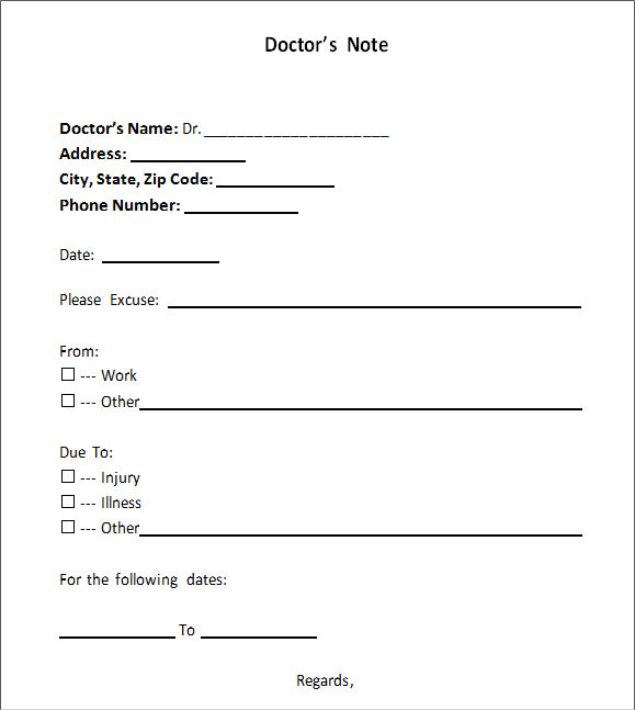 template for doctors note 34  Doctors Note Samples – PDF, Word, Pages, Portable Documents ...