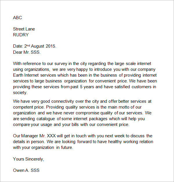 new business intro letter Sample Business Introduction Letter - 14  Free Documents in PDF, Word