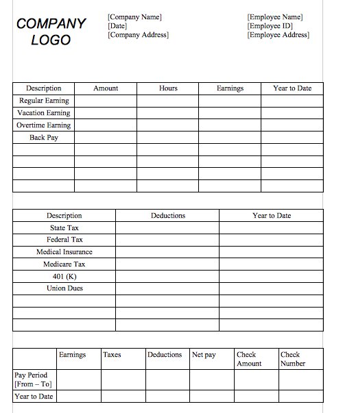 check stub template 25 Great Pay Stub / Paycheck Stub Templates