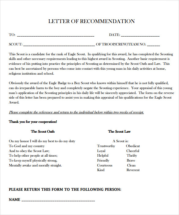 sample eagle scout recommendation letter bsa eagle scout letter of recommendation form - Yelom.myphonecompany.co