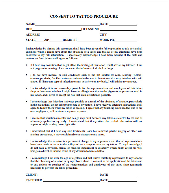 tattoo release form pdf 10 Tattoo Release Form Templates to Download for Free | Sample Templates