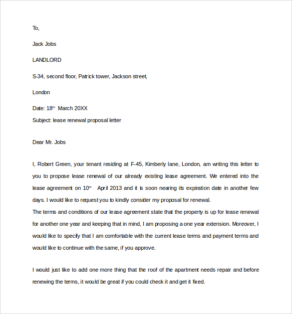 lease renewal reminder letter 10 Lease Renewal Letter Templates to Download | Sample Templates