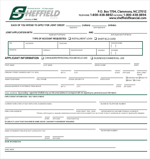 sample credit card application 16  Credit Application Templates – Free Sample, Example, Format ...