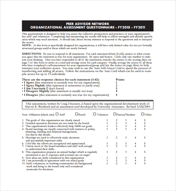 organizational assessment template 10  Organizational Assessment Templates | Sample Templates