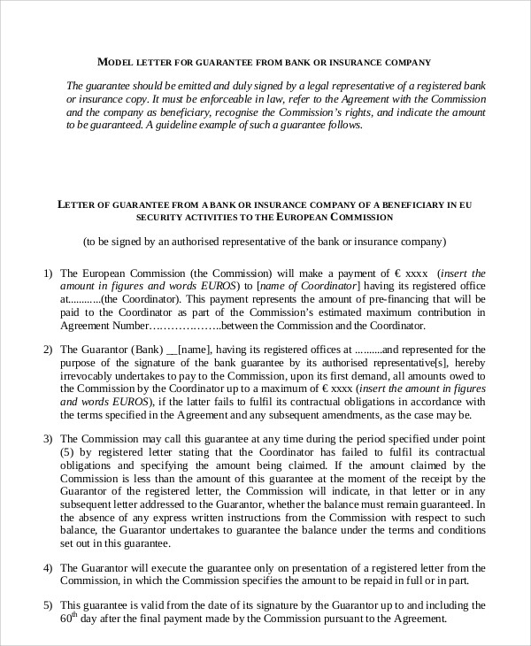 letter of guarantee insurance sle letter of guarantee to insurance company - 28 images ...