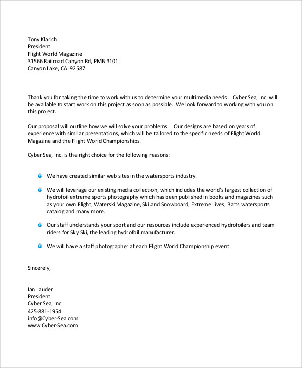 small business proposal letter 21  Business Proposal Letter Examples - PDF, DOC