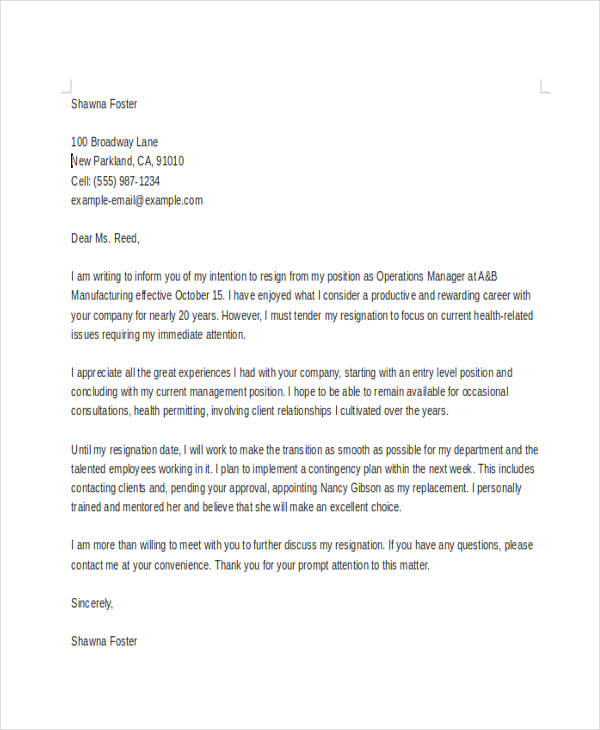 sample retirement resignation letter 7  Sample Retirement Resignation Letters - Free Sample, Example ...