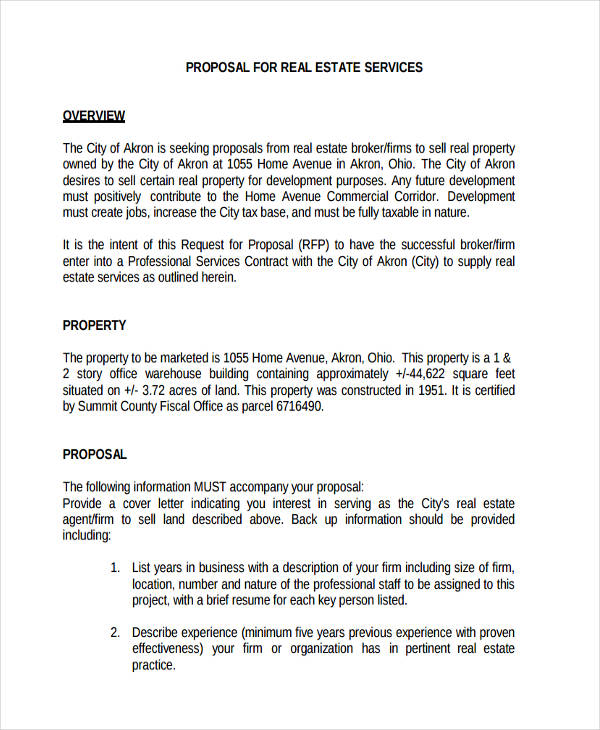 real estate proposal letter 65  Examples of Free Proposals