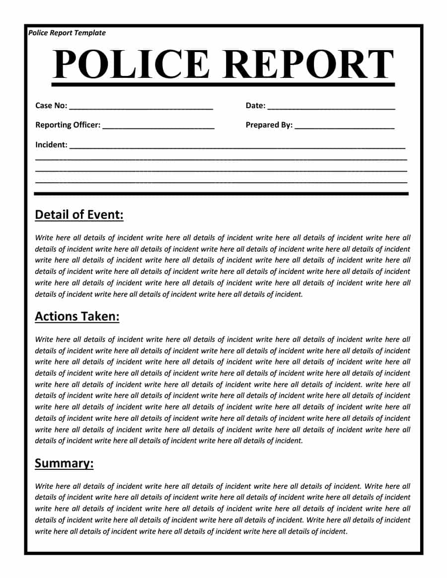 police report template 20  Police Report Template 