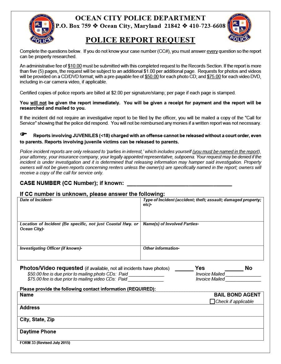 police report template 20  Police Report Template 