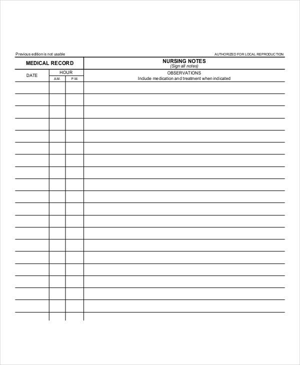 nurse notes templates 4  Nursing Note Examples 