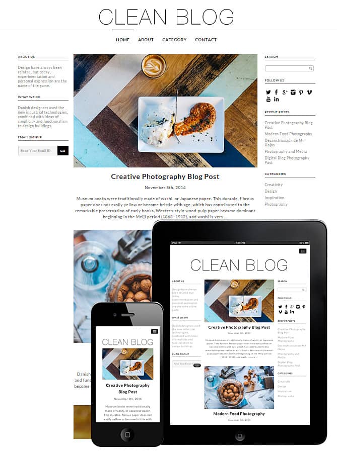 clean wordpress themes
 Clean Blog WordPress Theme - Best WordPress Themes for Creatives ...